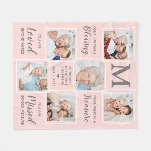 Aangepast 6 fotocollage roze in het liefdevol gehe fleece deken (Voorkant (Horizontaal))
