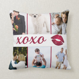 Aangepast 6 Fotocollage XOXO Burgundy Lips Kussen