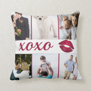 Aangepast 6 Fotocollage XOXO Burgundy Lips Kussen