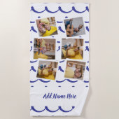 Aangepast 6 fotokaders met gepersonaliseerde tekst strandlaken (Voorkant)