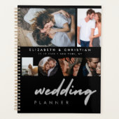 Aangepast 6 Foto's Black White Love Script Weddens Planner (Voorkant)