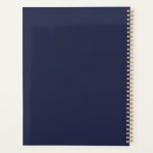 Aangepast 6 Foto's Navy Blue Love Script Weddensch Planner (Achterkant)