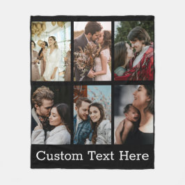 Aangepast 6-serie Aangepast fotocollage (zwart) Fleece Deken