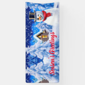 Aangepast 6 x 2,5-inch kerstvinylbanner sneeuwscèn spandoek (Verticaal)