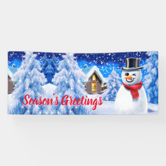 Aangepast 6 x 2,5-inch kerstvinylbanner sneeuwscèn spandoek