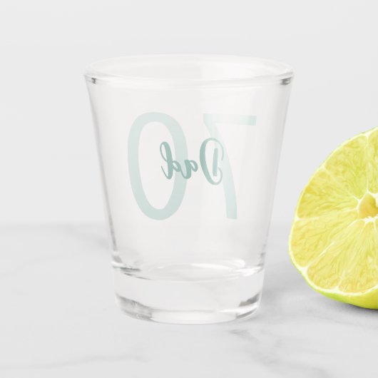 Aangepast 70e verjaardag Pap Modern Blauwgroen Gro Shot Glas (Achterkant)