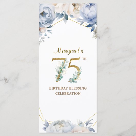 Aangepast 75e verjaardagsfeestje menu (Achterkant)