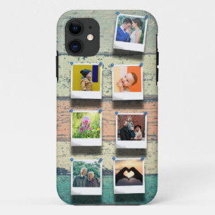 Aangepast 7 Foto Collage  Wood Planks Trendy Case-Mate iPhone Case