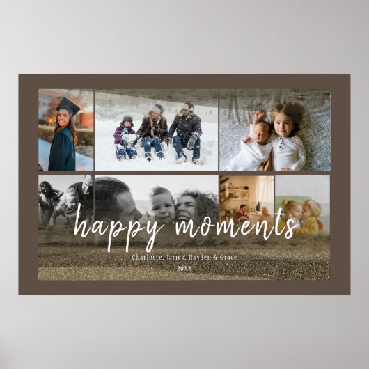 Aangepast 7 Foto's met Gold Abstracte bedekking Poster (Voorkant)