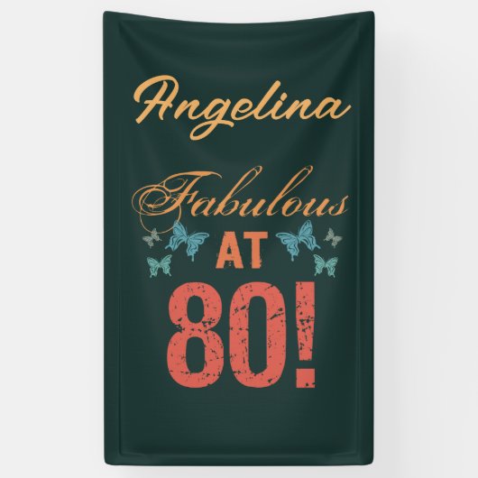 Aangepast 80e verjaardag Fabulous Spandoek (Verticaal)