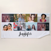 Aangepast 8 Aangepaste naam en monogram voor fotoc Strandlaken (Voorkant)