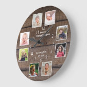 Aangepast 8 Foto collage Rustic Brown Wood Grote Klok (Hoek)