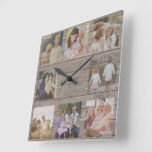 Aangepast 8 Foto Collage Rustic Farmhouse geregene Vierkante Klok (Hoek)