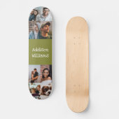 Aangepast 8 Fotocollage Aangepaste naam groen Persoonlijk Skateboard (Voorkant)