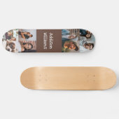 Aangepast 8 Fotocollage Persoonlijke naam Bruin Persoonlijk Skateboard (Horizontaal)