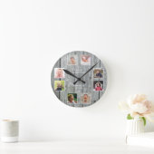 Aangepast 8 fotocollage Rustic Gray Wood Ronde Klok (Huis)
