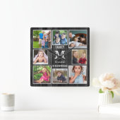 Aangepast 8 Monogram zwart hout voor foto-inklage  Vierkante Klok (Huis)