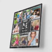 Aangepast 8 Monogram zwart hout voor foto-inklage  Vierkante Klok (Hoek)