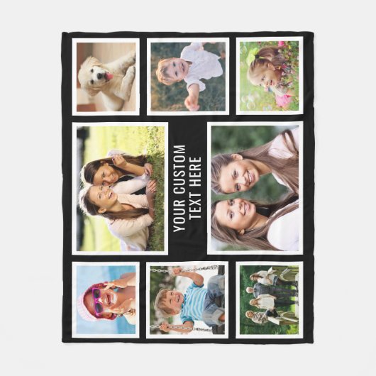 Aangepast 8 zwart fotocollage fleece deken (Voorkant)