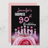 Aangepast 90e URPRISE Birthday Party Metallic Kaart (Voorkant / Achterkant)