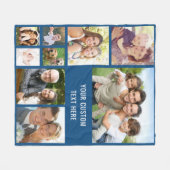 Aangepast 9 Foto Collage Blue Fleece Deken (Voorkant (Horizontaal))