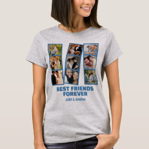 Aangepast 9 Foto collage & naam Beste Vriend Forev T-shirt