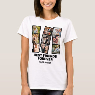 Aangepast 9 Foto collage & naam Beste Vriend Forev T-shirt