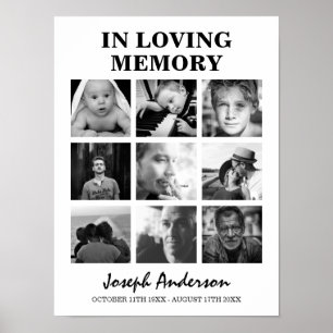 Aangepast 9 fotobegrafenis in het liefdevol geheug poster