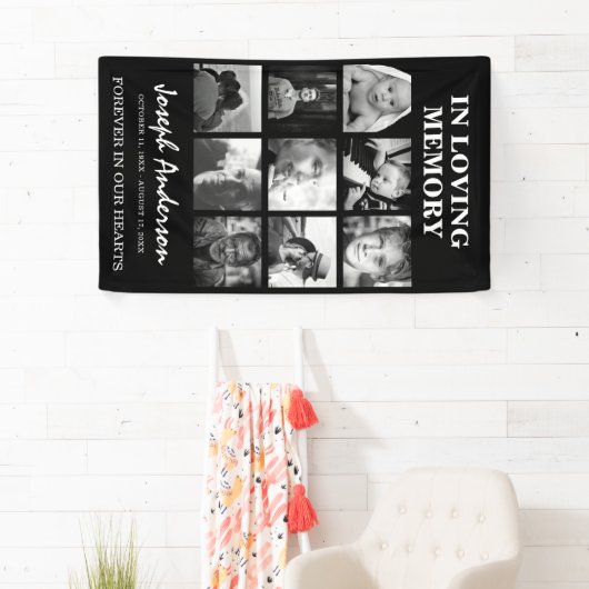 Aangepast 9 fotobegrafenis in het liefdevol geheug spandoek (Insitu)