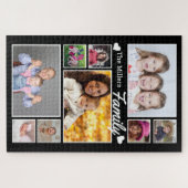 Aangepast 9 Fotocollage Familienaam 1014 Pcs Black Legpuzzel (Horizontaal)
