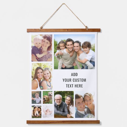 Aangepast 9 fotocollage hangend wandkleed (Voorkant)