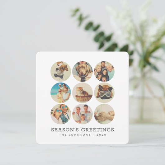 Aangepast 9 Foto's Moderne familie en pc-herinneri Feestdagenkaart (Staand voorkant)