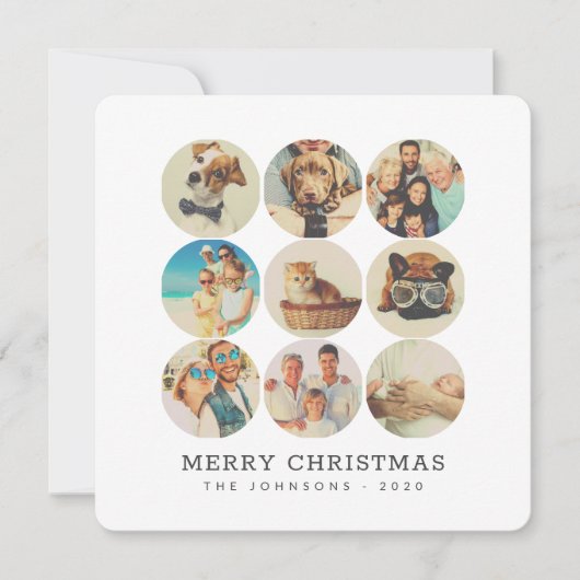 Aangepast 9 Foto's Moderne familie en pc-herinneri Feestdagenkaart (Voorkant)