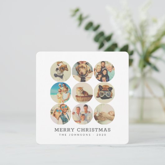 Aangepast 9 Foto's Moderne familie en pc-herinneri Feestdagenkaart (Staand voorkant)