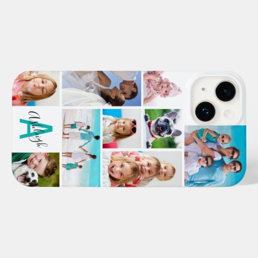 Aangepast 9 Monogram fotocollage naam Uw kleuren Case-Mate iPhone Case (Achterkant (horizontaal))