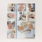 Aangepast 9 vierkant fotocollage & familienaam legpuzzel (Verticaal)