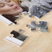 Aangepast 9 vierkant fotocollage & familienaam legpuzzel (Zijkant)