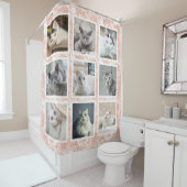 Aangepast 9 vierkant fotocollage Roos Gold Marble Douchegordijn (In situ)