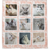 Aangepast 9 vierkant fotocollage Roos Gold Marble Douchegordijn (Voorkant)