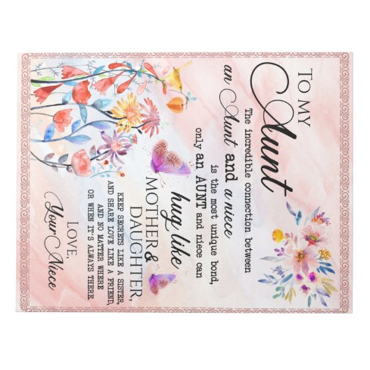 Aangepast aan mijn tante van Niece Notitieblok (Voorkant)