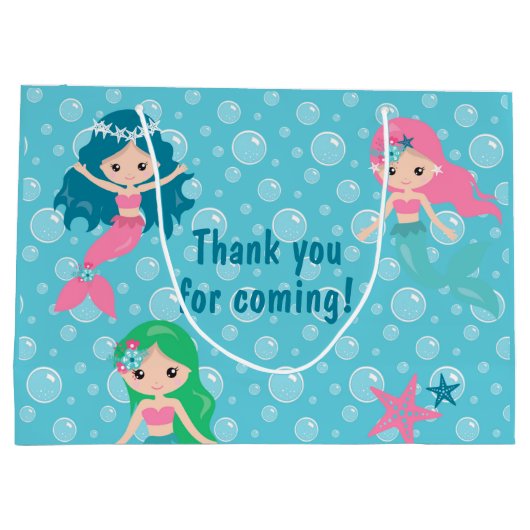 Aangepast aanbod van Mermaid Birthday Favors Party Groot Cadeauzakje (Achterkant)