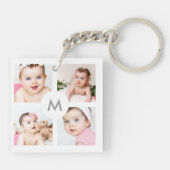 Aangepast, aangepast 8 Photo Collage Monogram Whit Sleutelhanger (Achterkant)