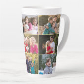 Aangepast aangepast 9 Photo Collage Gold Monogram Latte Mok (Rechterhoek)