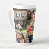 Aangepast aangepast 9 Photo Collage Gold Monogram Latte Mok (Linkerhoek)