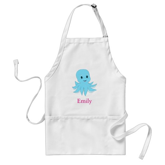 Aangepast aangepast Cute Blue Octopus Standaard Schort (Voorkant)