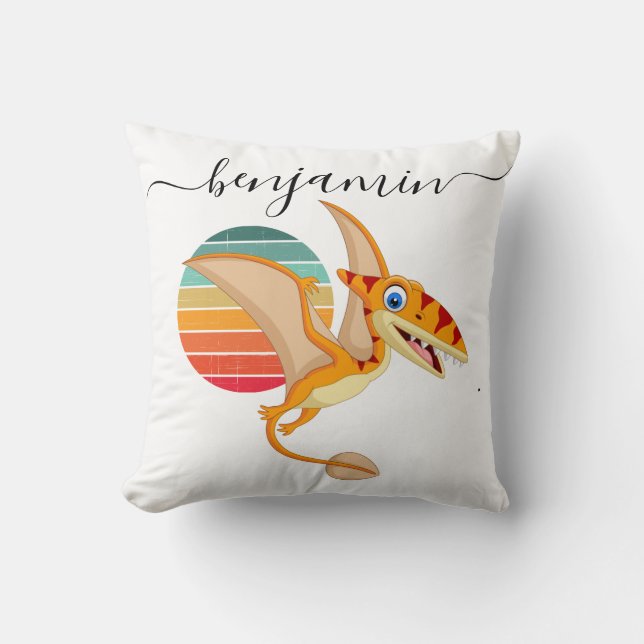 Aangepast aangepast dinosaurus-baby shower bevesti kussen (Voorkant)