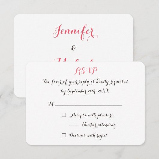Aangepast aangepast elegant huwelijk RSVP uitnodig (Voorkant / Achterkant)