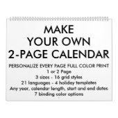 Aangepast, aangepast groot, 2 pagina's durend kale kalender (Hoes)