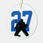 Aangepast aangepast Hockey Goalie Nummer Blauw Keramisch Ornament (Links)