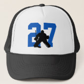 Aangepast aangepast Hockey Goalie Nummer Blauw Trucker Pet (Voorkant)